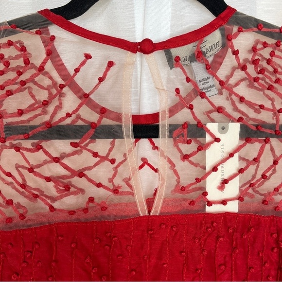 Anthropologie Leona textured red tunic blouse NWT - Picture 5 of 12